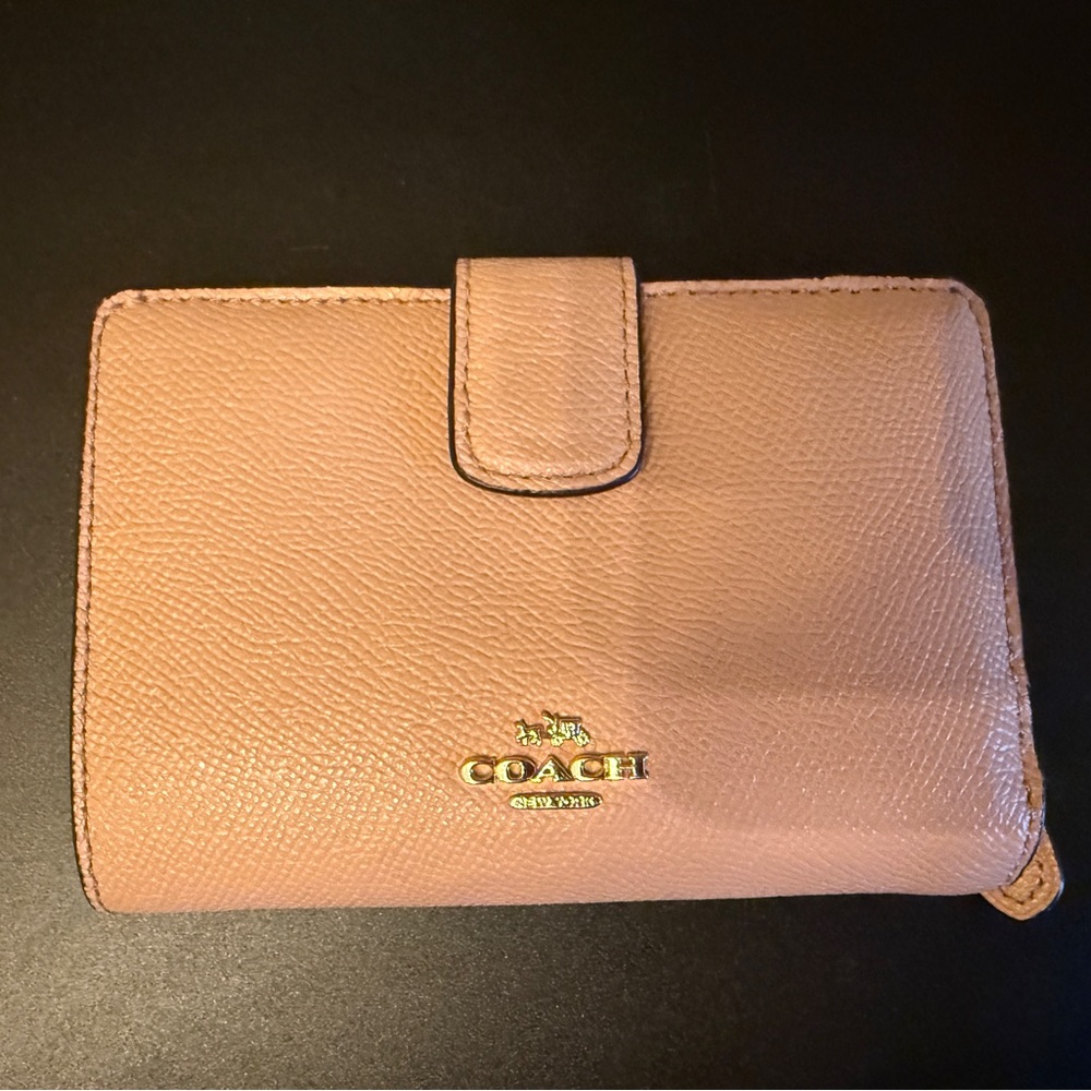 Coach Beige Pink Leather Wallet